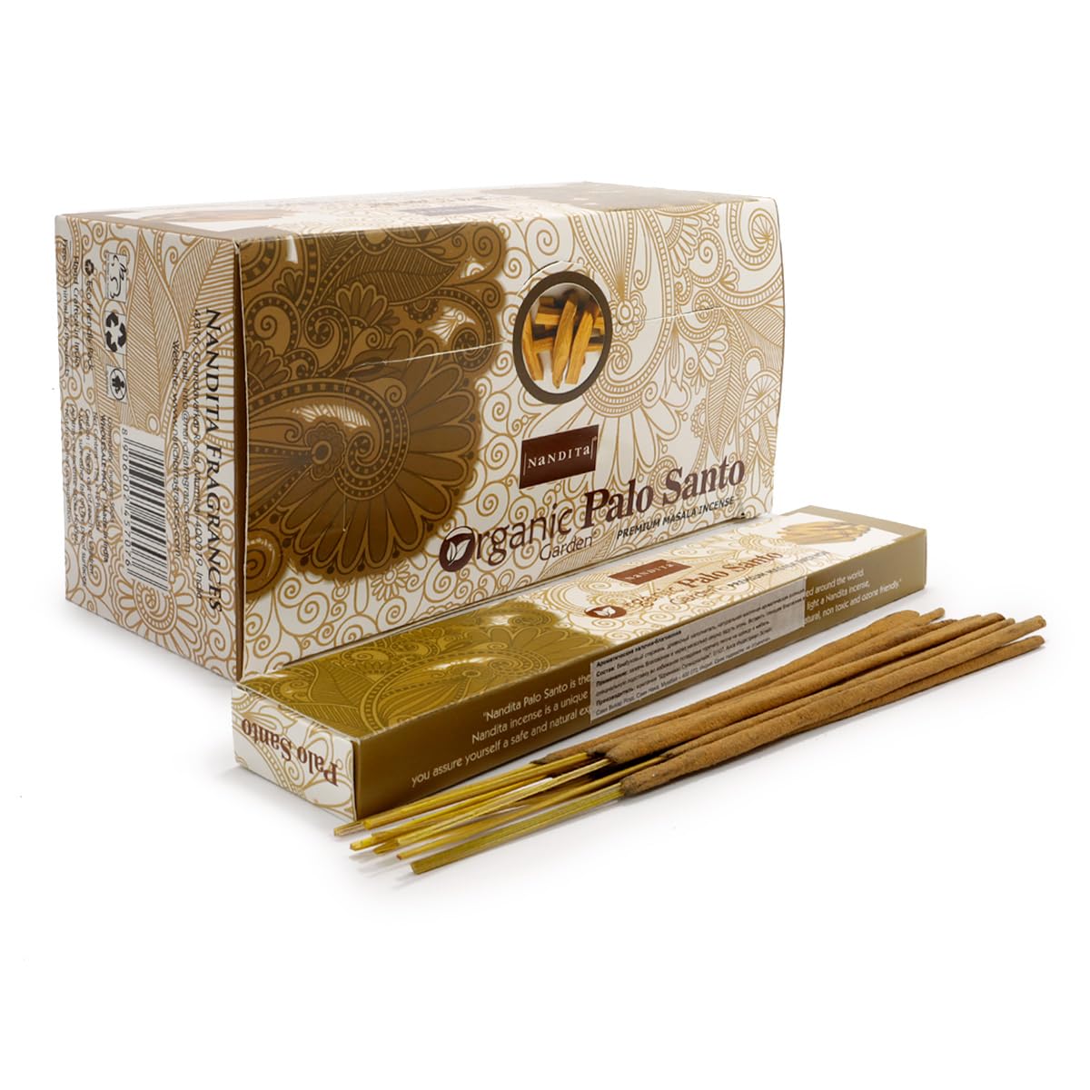 Premium Masala Incense Sticks Agarbathi -15g Boxes x 12 Pack insense inscents insienso - Fine Quality Incense Sticks for Purification, Relaxation, Positivity, Yoga, Meditation (Palo Santo Nandita)