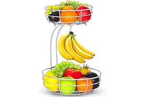 Bextsrack 2 Tier Silver Fruit Basket