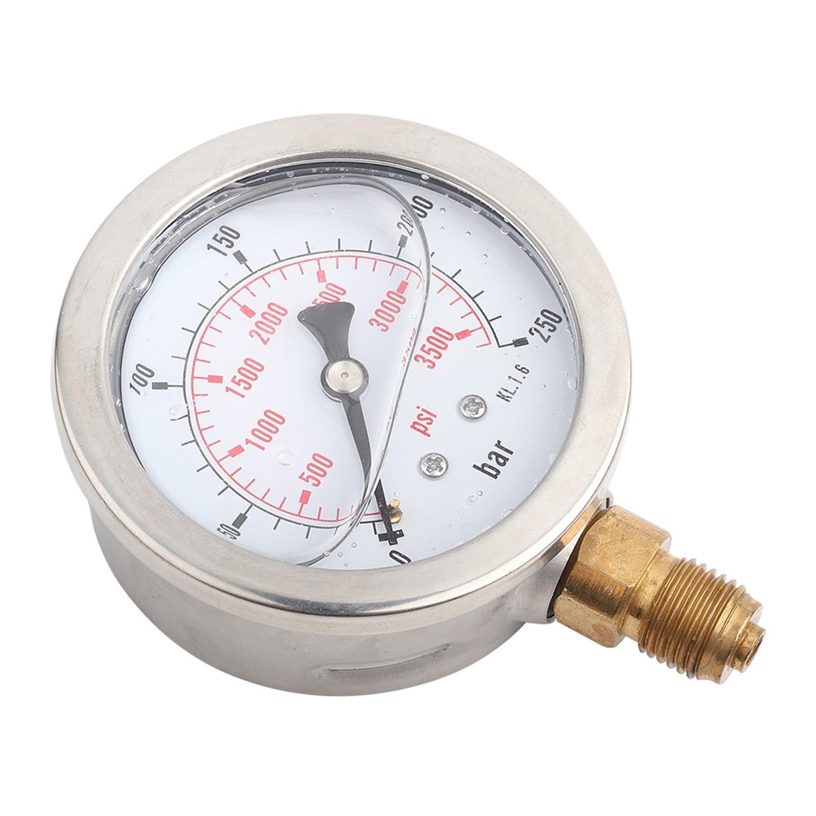 Manómetro hidráulico de 0-250 bar (0-3750 psi), rosca G1/4, 63 mm.