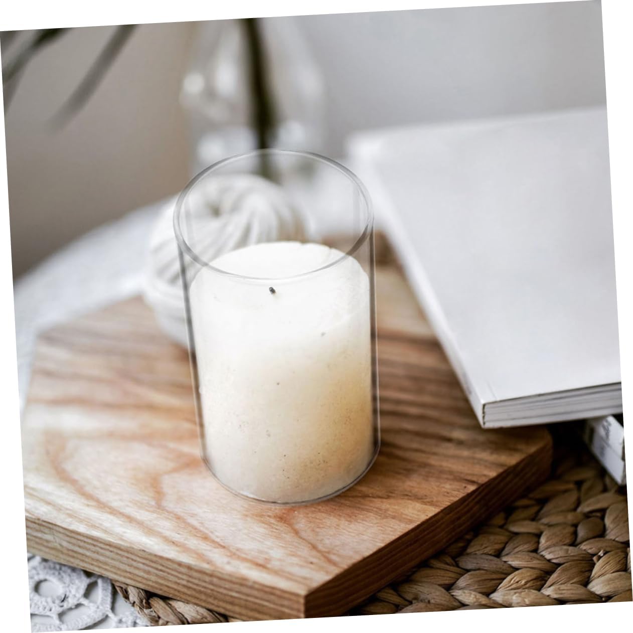Cabilock 3pcs Clear Glass Candle Holder Cylinder Candle Covers Romantic Decor for Weddings Dining Parties