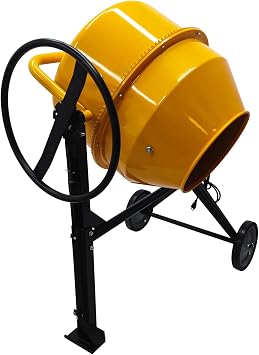 7 Cu.Ft Cement Mixer Electric Concrete Mortar Mixer with Steel Drum & Casters 110V/60HZ Portable Concrete Mixing Machine for Construction Stucco 360Rotation 1000W 1400RPM