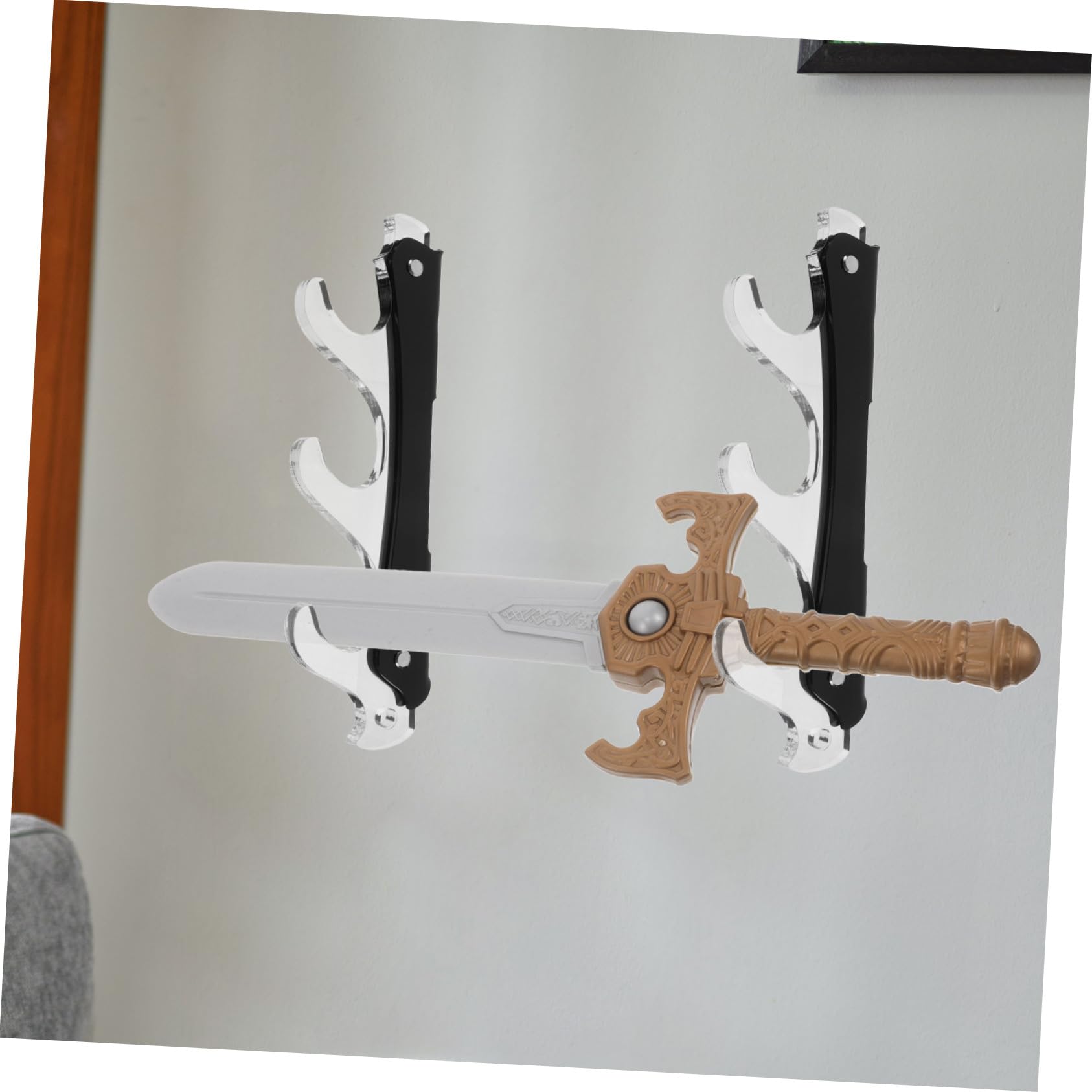 TOYANDONA Soporte de Pared para Espada de 3 Niveles, 1 Par, Acrílico | Expositor Mural, Diseño Ahorro de Espacio, para Decoración del Hogar y Cosplay