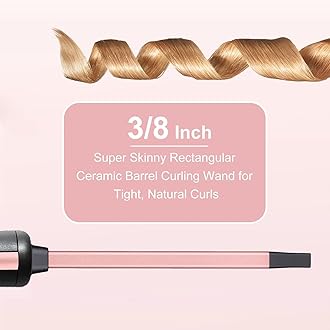 Curling Wand 9MM, Thin Curling Iron Tight Curls Ceramic Barrel Hair Curling Wand for Long & Short Hair