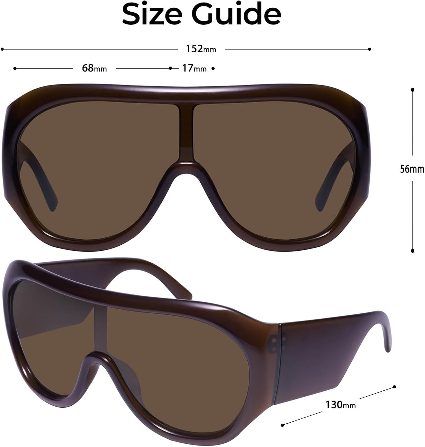 mosanana Trendy Oversized Sunglasses for Women Retro Big Frame Fashion Shield MS52597