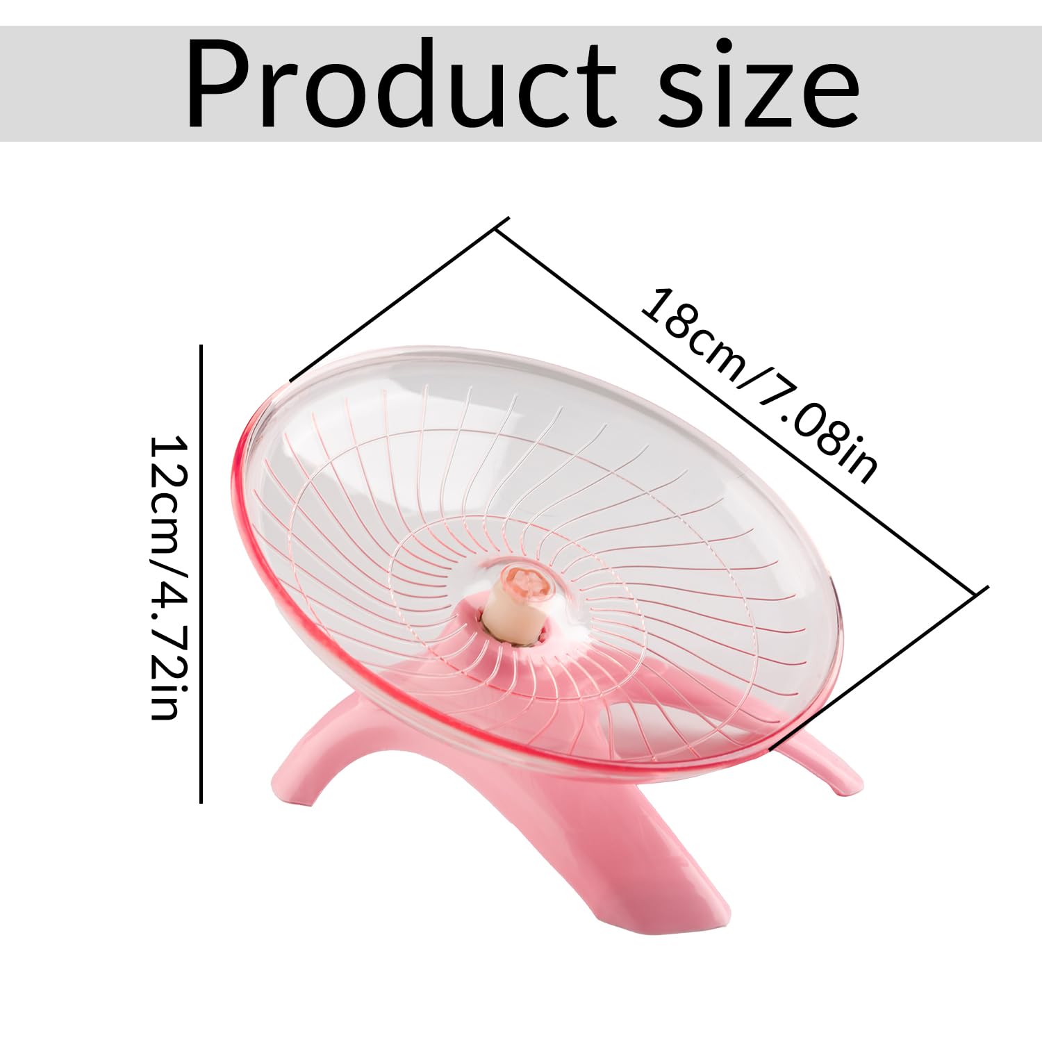 Bojueshaw Silent Hamster Wheel,Flying Saucer Exercise Wheel,Ultra Quiet Running Spinner for Syrian,Guinea Pig,Chinchilla,Pet Mice(Pink) - Image 2