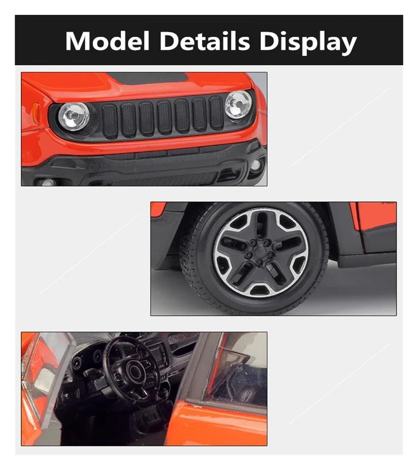 Modellino Diecast Modellismo da Collezione Auto 1:24 Per Renegade Per Trailhawk Modellino In Lega Di Metallo Pressofuso Per Auto(Giallo)