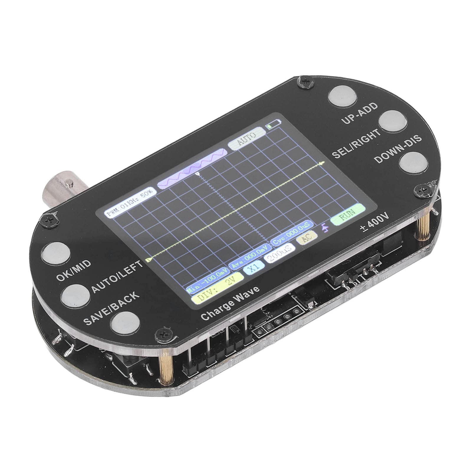 Osciloscopio digital, muestreo de 2,5 MHz, pantalla TFT de 2,4 pulgadas