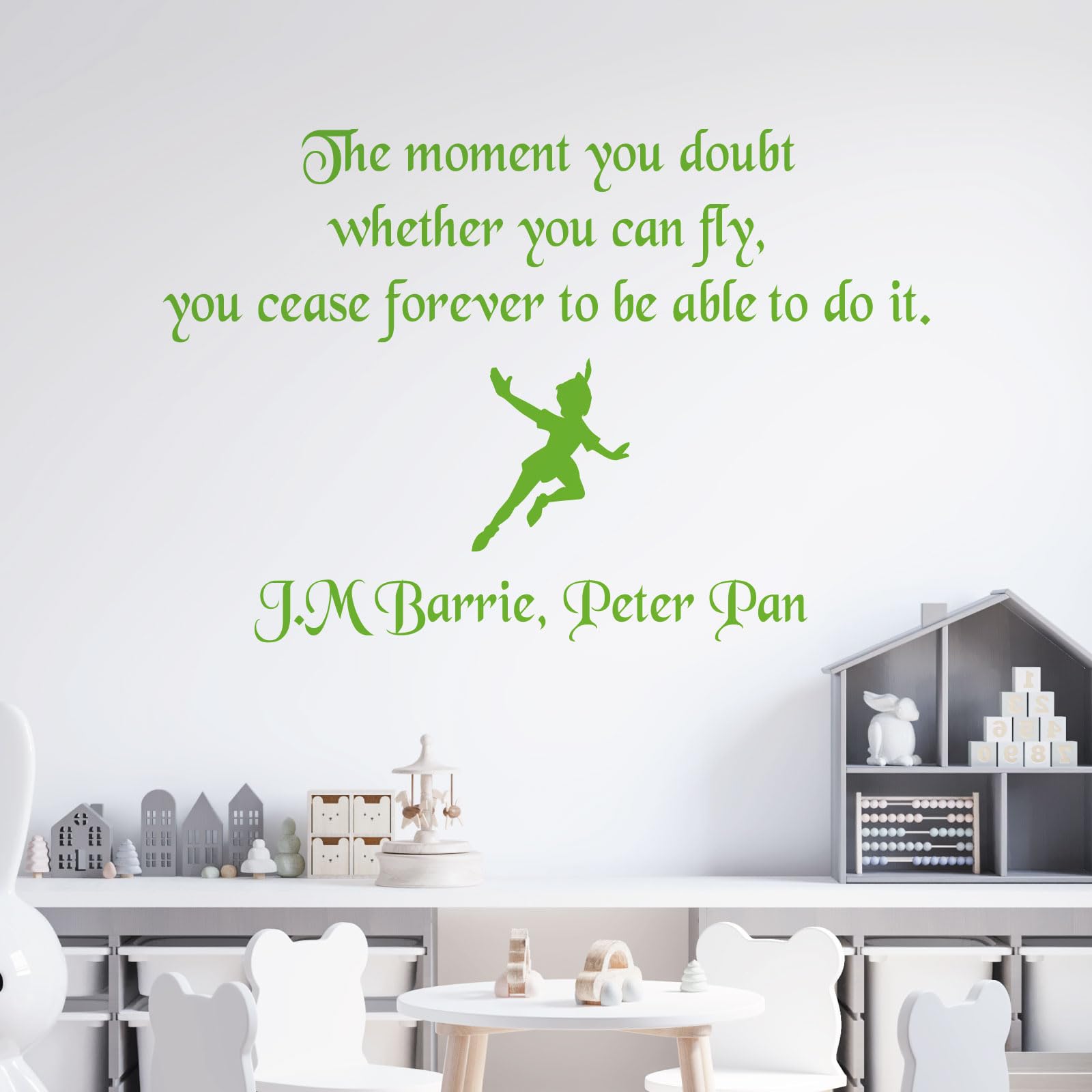 The Moment You Doubt Whether You Can Fly... - Peter Pan Book Disney Quote Decal Wall Sticker [XLarge] [Lime]