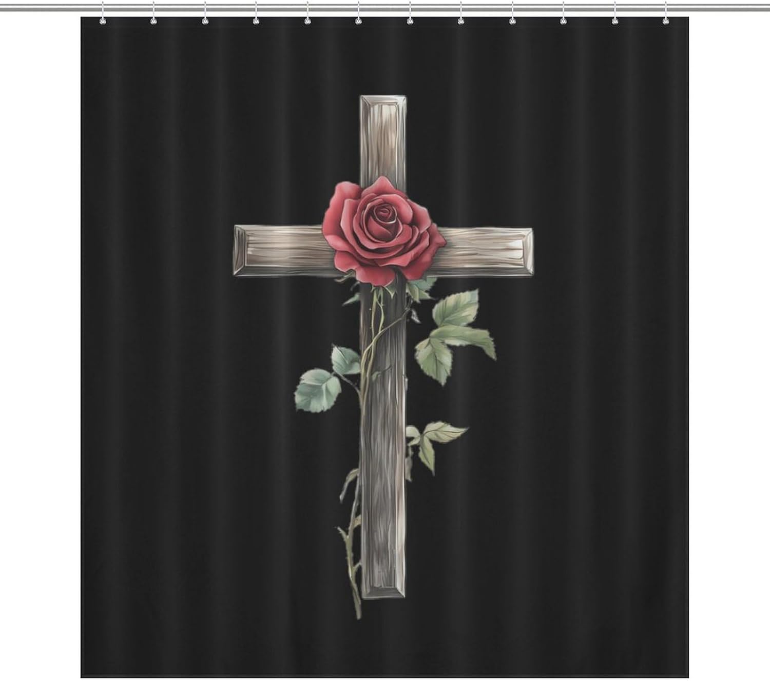 Vintage with Rose Funny Shower Curtains Washable Bath Curtain Liner with Hooks for Bathroom Bath Tubs