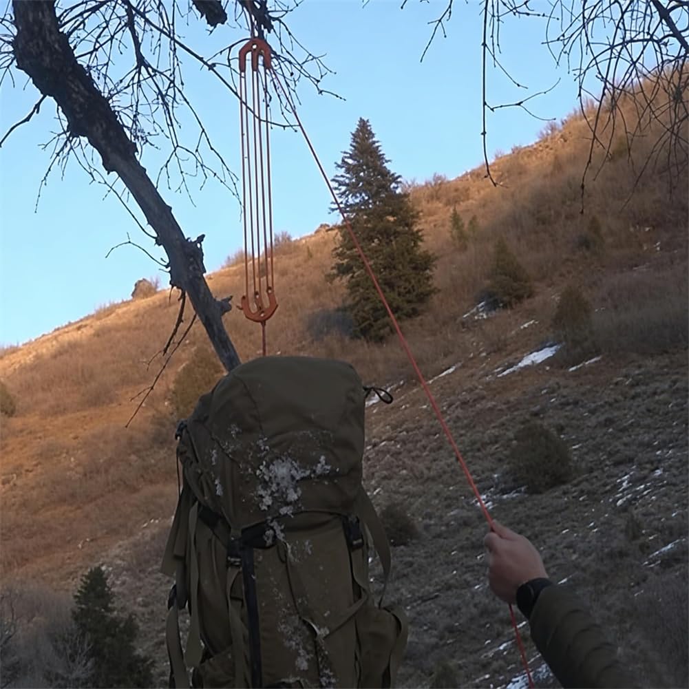 Game & Gear, sistema di sollevamento e attrezzatura, paranco ultraleggero per caccia, blocco in nylon portatile e sistema di puleggia, strumento compatto per sollevamento giochi per caccia in