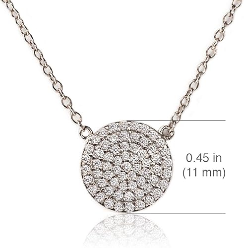 Miniatura 5 de A+O Regalo para hermana, collar con colgante de disco de circonita cúbica pequeña en oro, oro rosa o plata
