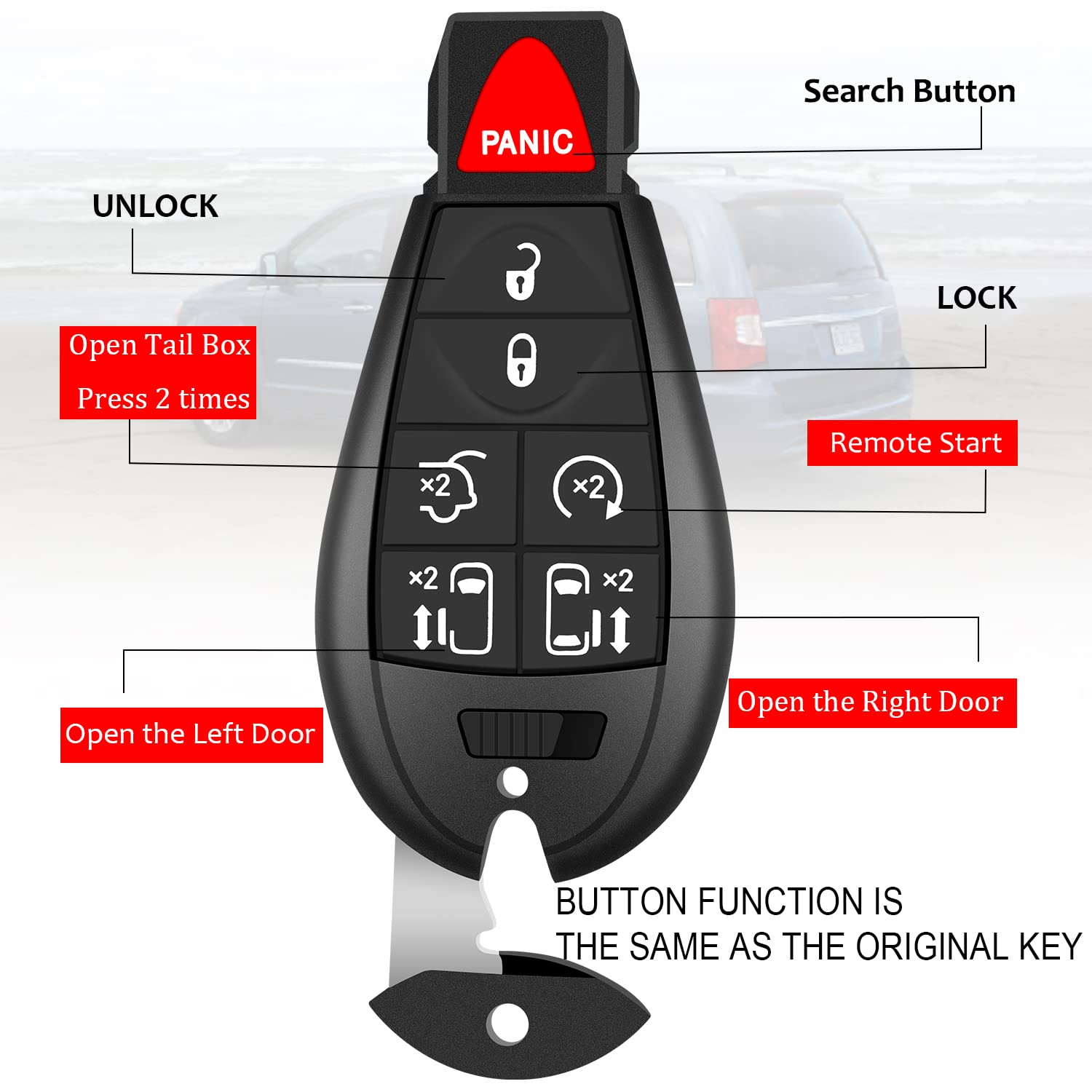 NEW Keyless Entry Key Fob Remote CASE ONLY 4 BUTTON For 2010 Dodge Grand Caravan