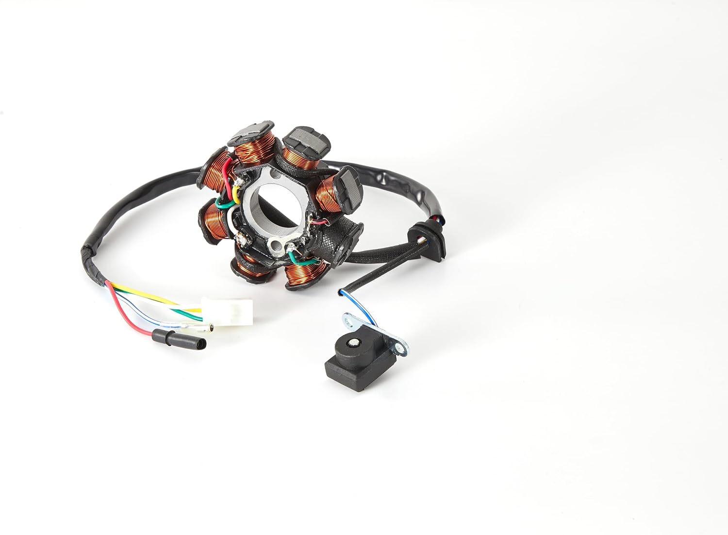 AC Magneto Stator 8 Coil 5 Wire and Flywheel Puller Clutch Lock Tool Kit for GY6 50cc 125cc 150cc Moped ATVS Dirt Pit Scooter Go-kart