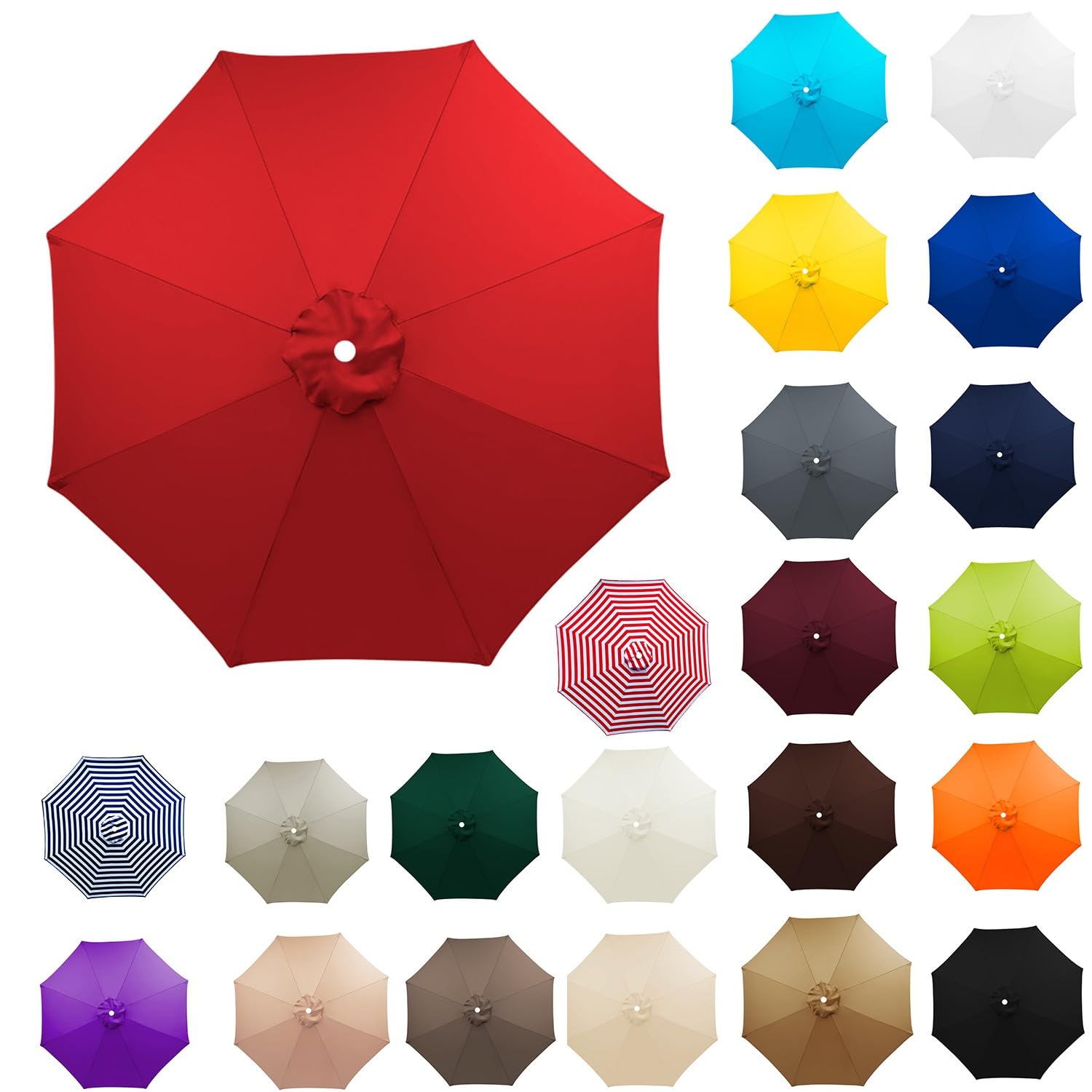 Replacement Parasol Canopy For 8 Arms, Strong and Thicck Garden Umbrella Replacement Cover, UV Protection Waterproof, Umbrella Covers For Garden Deck Backyard Pool(Bright red,230cm)