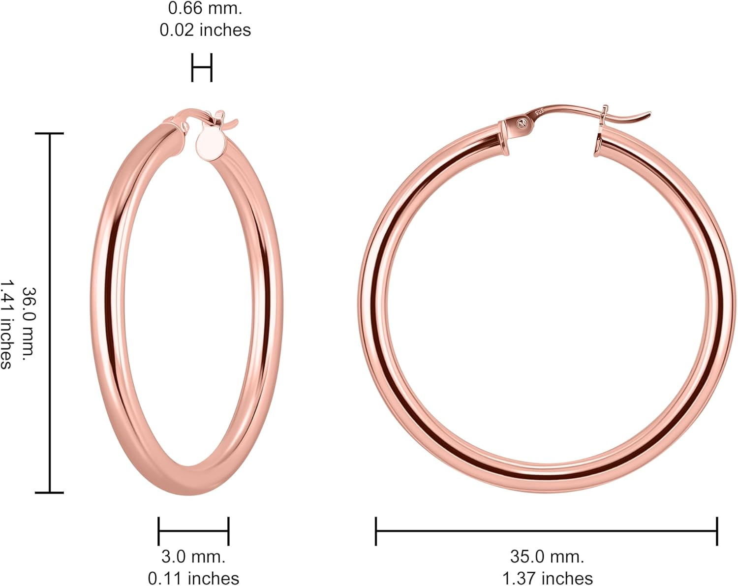 Hoops & Loops 925 Sterling Silver 3mm Hoop Earrings for Women & Men, 14K Gold, Rose Gold Plated Click-Top Round Hoop Earrings for Women, Hypoallergenic, Lightweight, High Polished Hoops 15/20/25/30/35/40/45/50mm - Image 6