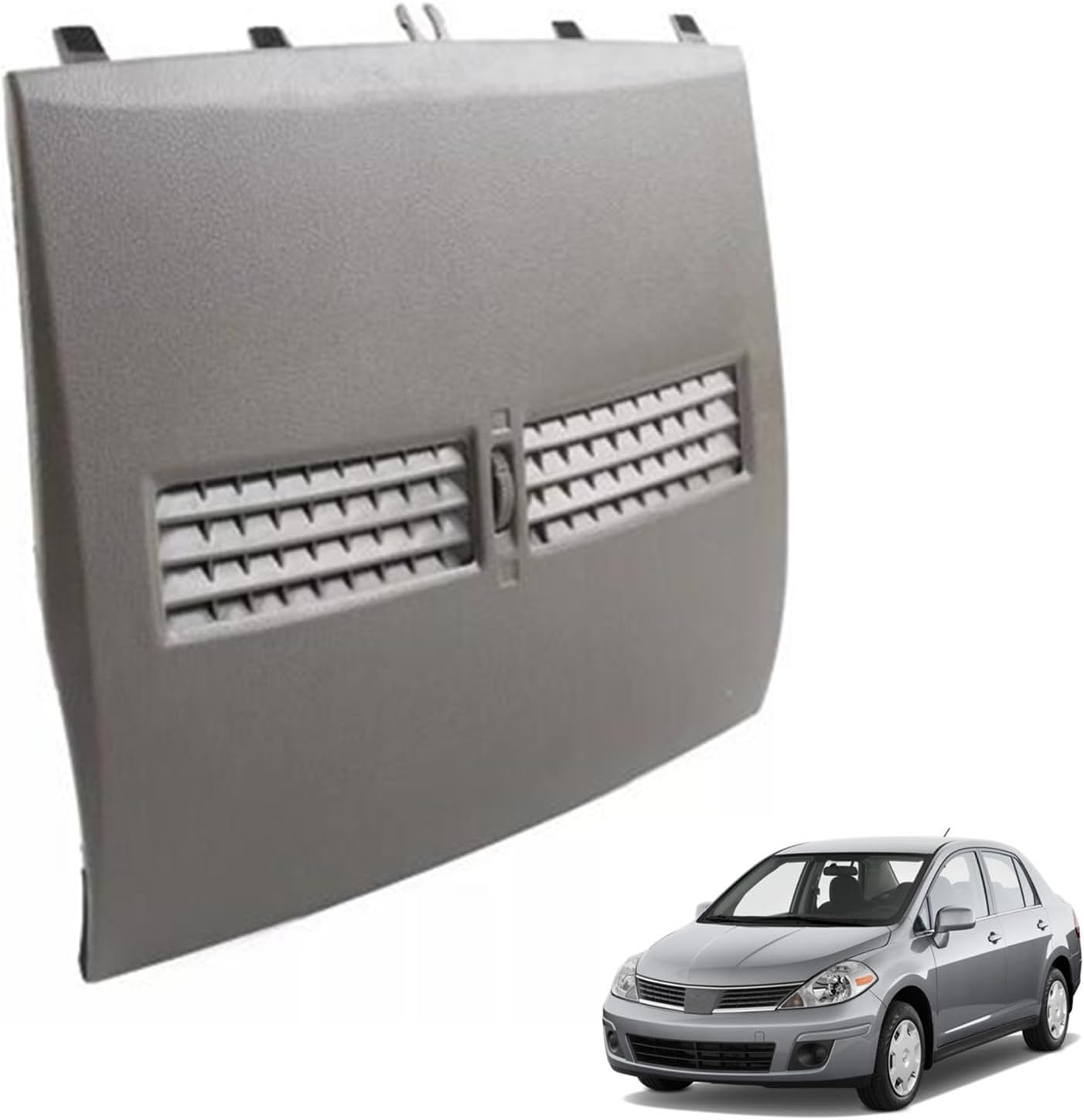 Front Grey Center Dashboard A/C Air Vent Outlet Panel Assembly Compatible with Nissan Versa Tiida 2004-2011 Replace 68414-EL00B