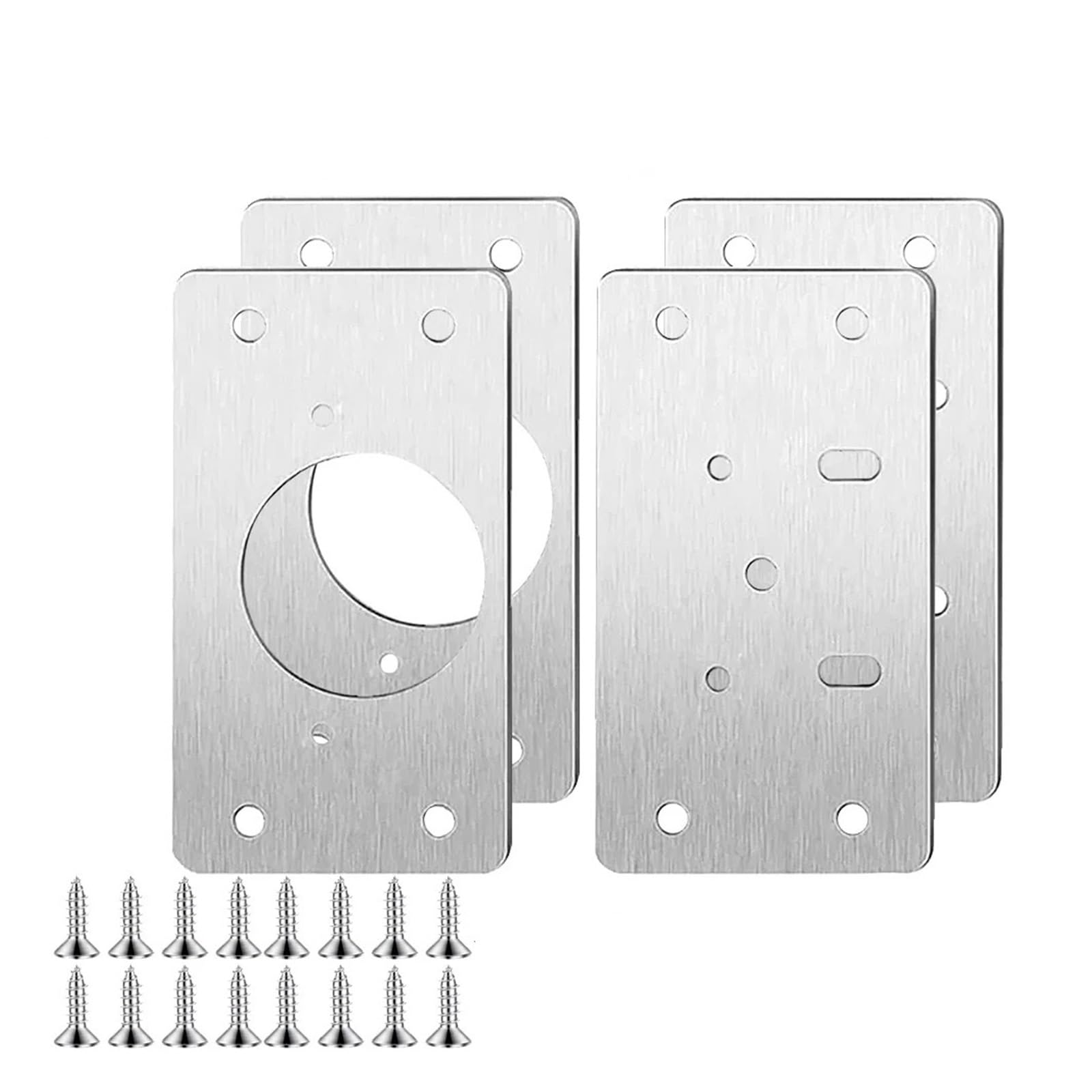 Meytxoa 4Pcs Hinge Repair Plate Cabinet Hinge Repair Plate Kit Kitchen Cupboard Door Mounting For Furniture Hardware Accessories With Holes(4Pcs)