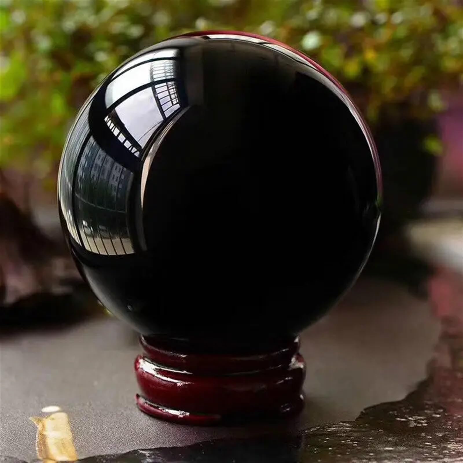 Kristallornamente Natürliche schwarze Obsidian-Kugel, Quarzkristall, magische Kugel, heilender Reiki-Stein, Sammlerstücke Wunderschöner Kristall(10cm)