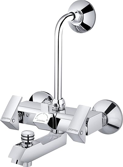 Plantex Pure Brass PRI-319, 3 In 1 Wall Mixer With Telephonic Bend For Arrangement Of Overhead And Telephonic Shower For Bathroom With Brass Wall Flange & Teflon Tape (Mirror-Chrome Finish)