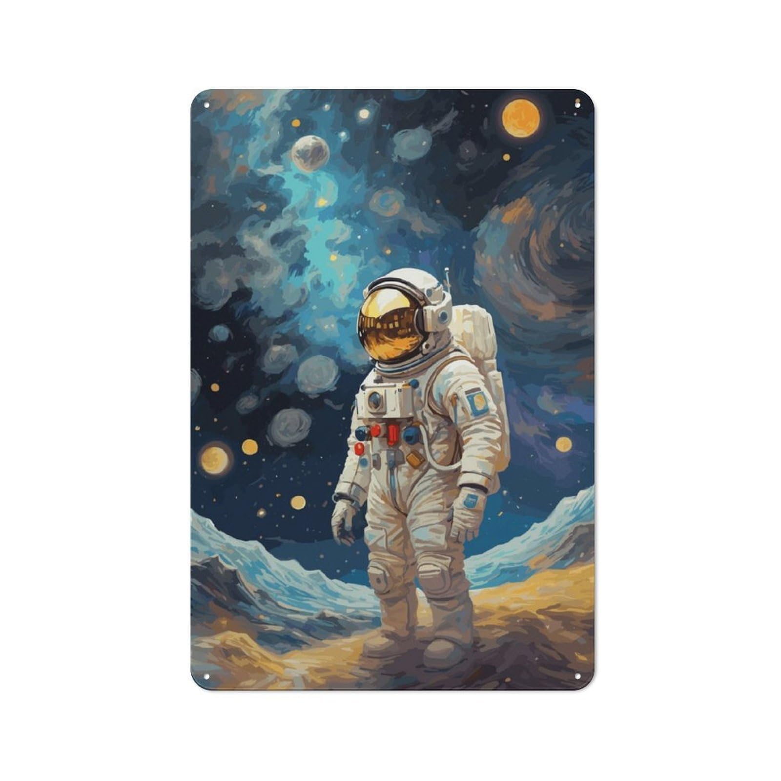 Junmoney Astronaut Space Fantasy Rustic Tin Wall Plaque 30X20cm For Garage Or Workshop, For Garage Decor Fans, For Retro Home Interiors
