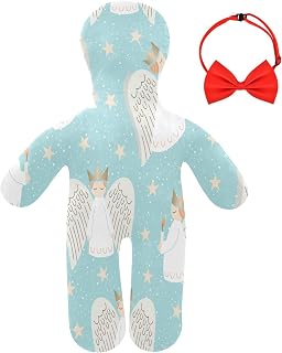 White Cute Angels Human-Shaped Pillow Soft Body Pillows Washable Velvet Pillows for Anxiety Relief Sleeping Cuddling & Support