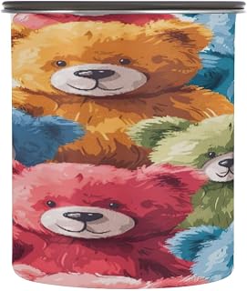 Colorful Bears Coffee Canister 17oz Stainless Steel Airtight Food Storage Container with Lid for Beans/Cereal Preserval