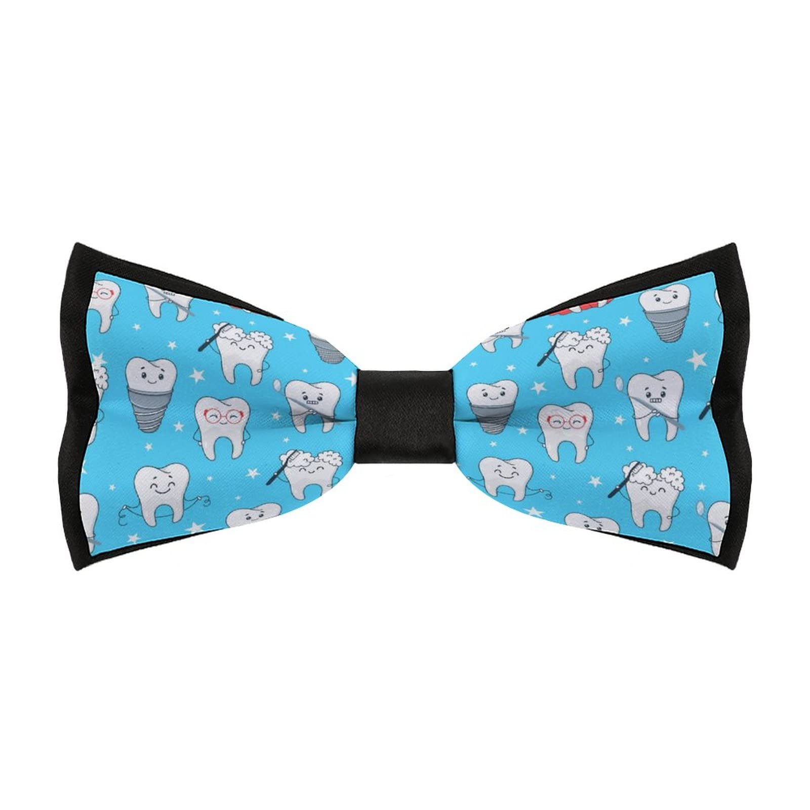 Funny Teeth Dental Dentist Men's Bow Tie Pre-Tied Adjustable Bowtie Necktie Design for Gift