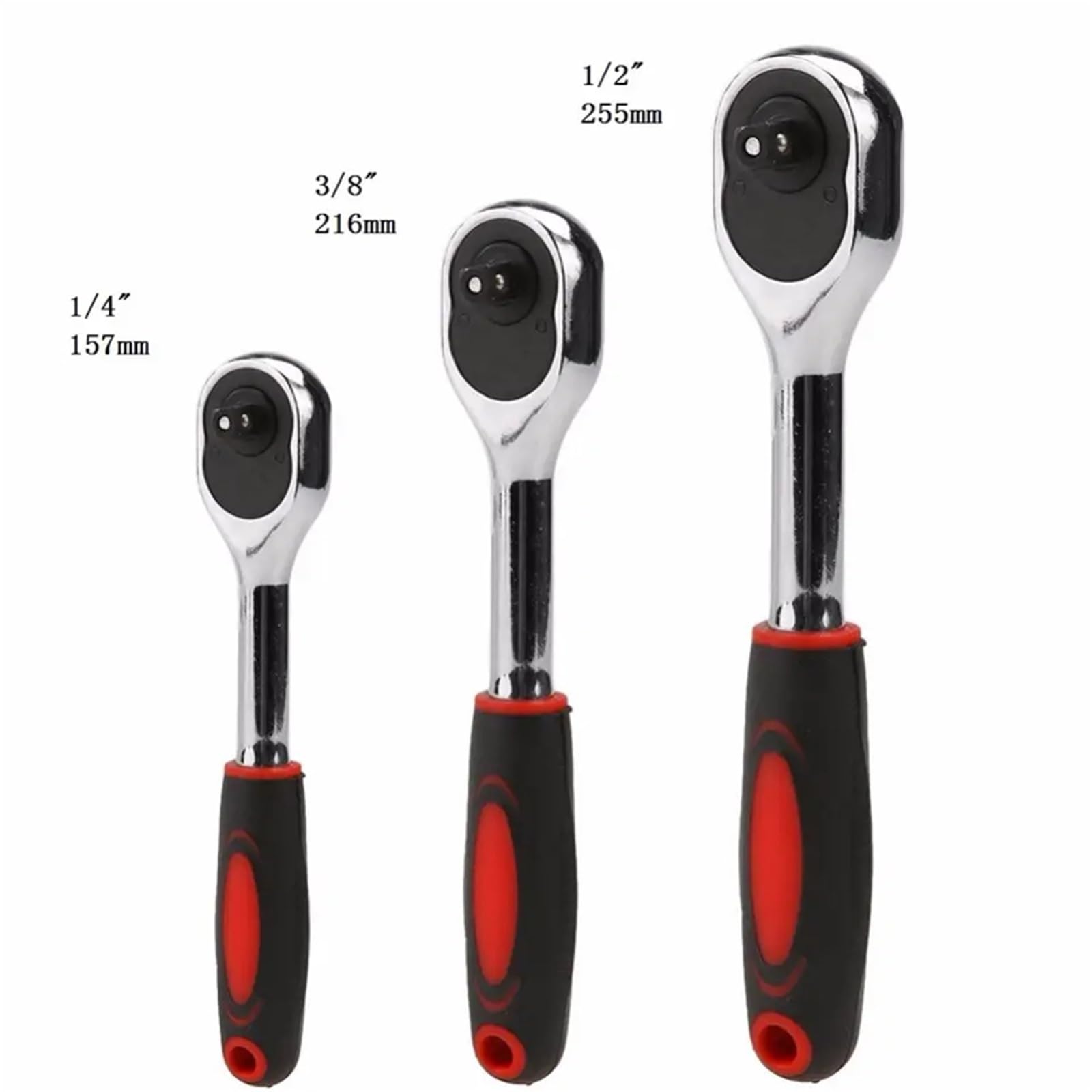 Llave Carraca Llave de trinquete 1/4, 1/2 y 3/8 pulgadas, herramienta enchufe con accionamiento 24 dientes, mango manual(Color3)