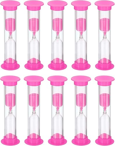 PATIKIL Temporizador de arena de 3 minutos, 10 piezas de reloj de arena pequeño con cubierta de plástico, vidrio de arena de cuenta regresiva para