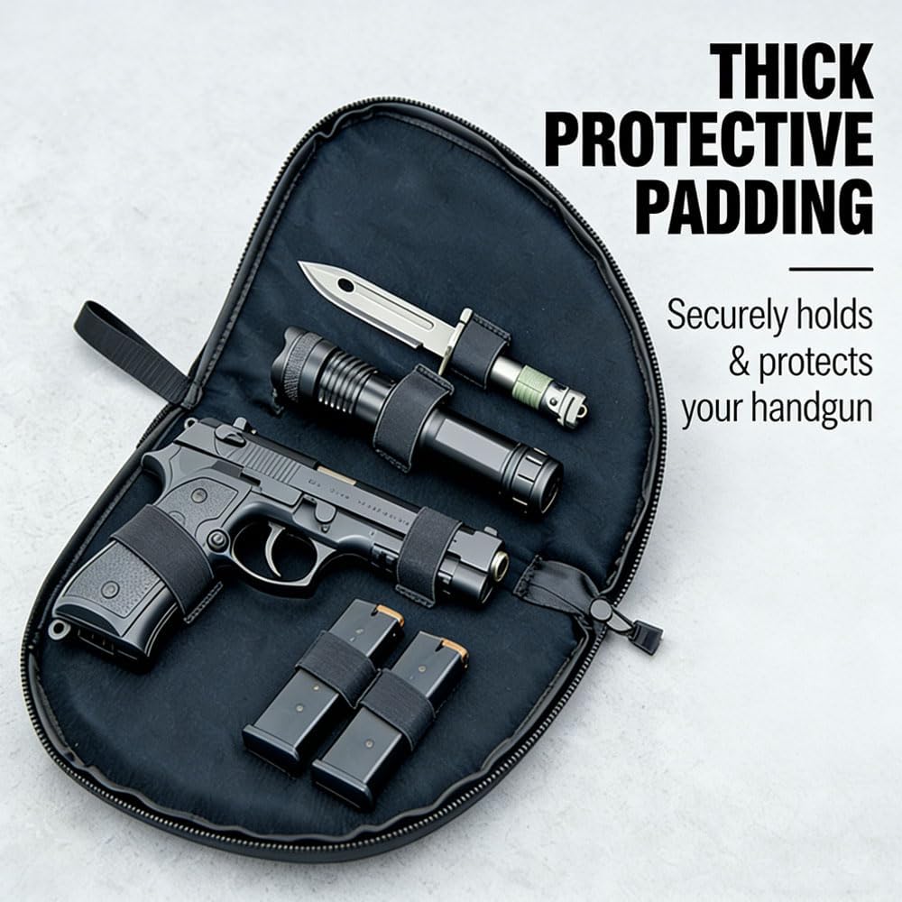 3-Pack Soft Pistol Cases Tactical Handgun Case Pistol Sleeve Gun Pouch with 3 ID Patches for Shooting Hunting Range Storage - Image 2