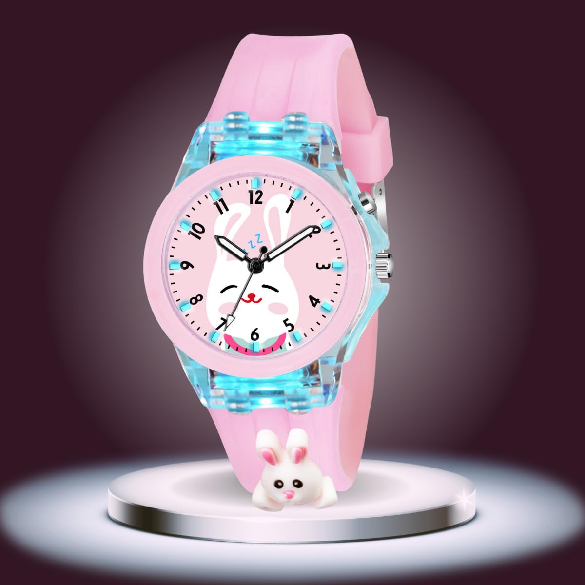 ON TIME OCTUS Kids Analouge Multi-Color Light Cute 3D Cartoon Character Girls Silicone Watch (Multicolour Dial & Pink Colored Strap) 4