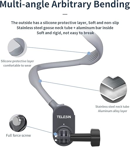 Miniatura 2 de TELESIN Soporte para collar de montaje en cuello POV Selfie manos libres soporte de hombro para video vlog correa corporal accesorios de fijación