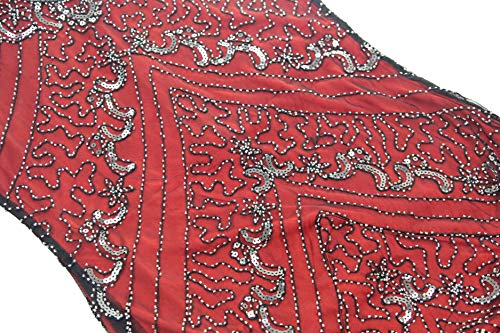 Image of Women Evening Maxi Long Dress 1920s Sequin Mermaid Hem Wedding Prom Gown Costume w / 20s Gatsby Accessories Set
