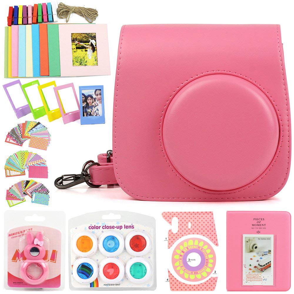 Wogozan 9 in 1 Case Accessories Package for Fujifilm Instax Mini 9 Mini 8+ Mini 8 (Flamingo Pink Kit)-picture-27