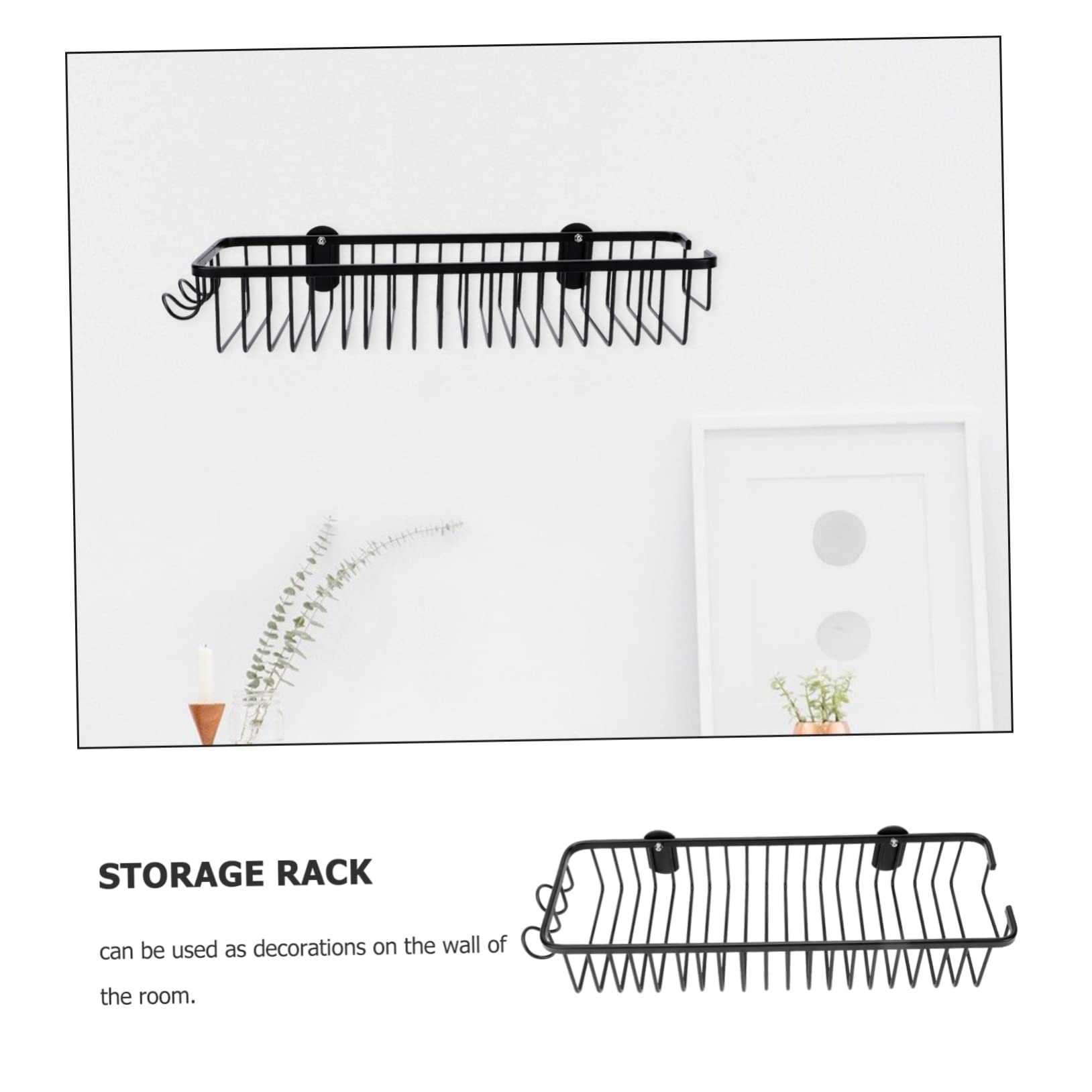 MUCKLILY 1Pc Non Punch Adhesive Aluminum Storage Mounted Mesh Shelf for Bathroom Kitchen Sturdy Design Easy Installation Elegant