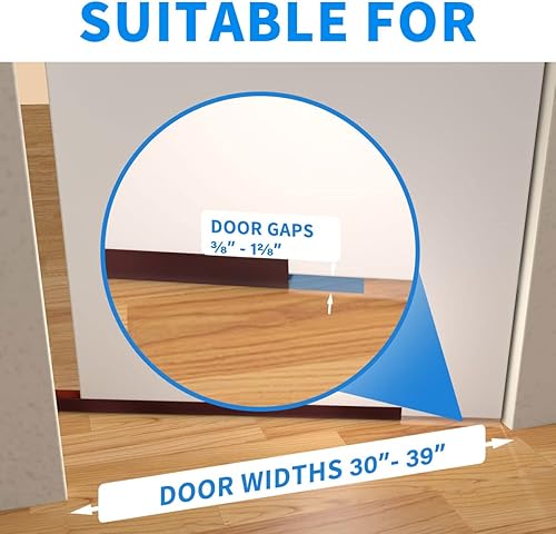 Miniatura 3 de Paquete de 2 topes para puerta, 39 pulgadas de longitud, sello cortable debajo de la puerta, fuerte barrido adhesivo para puertas exteriores e