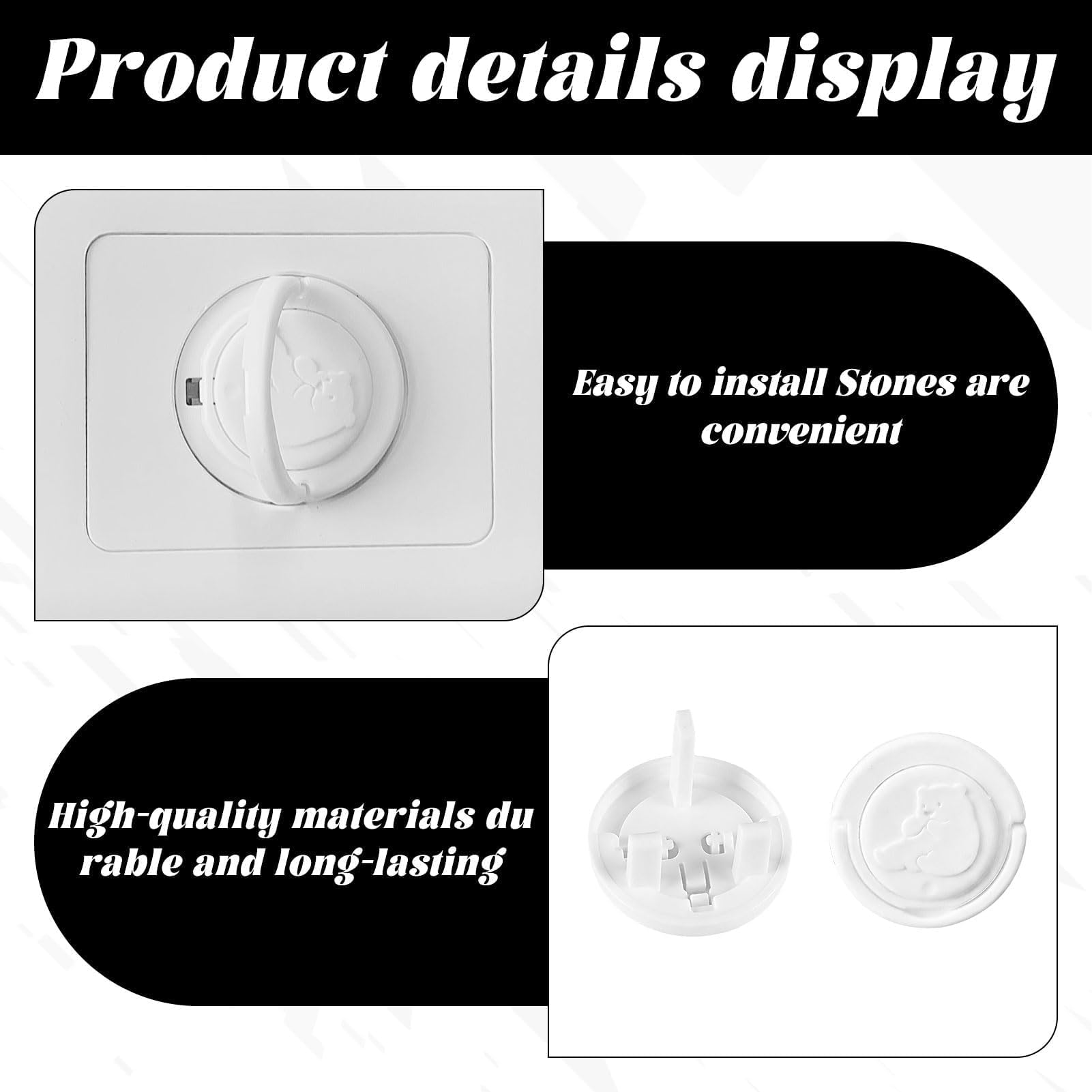 10 PCS Plug Socket Covers UK,Baby Plug Socket Covers UK with Pull Ring Guards Caps,Reusable Tight Socket Protector for Children Safety Protection at Home School and Nursery(White) - Image 3