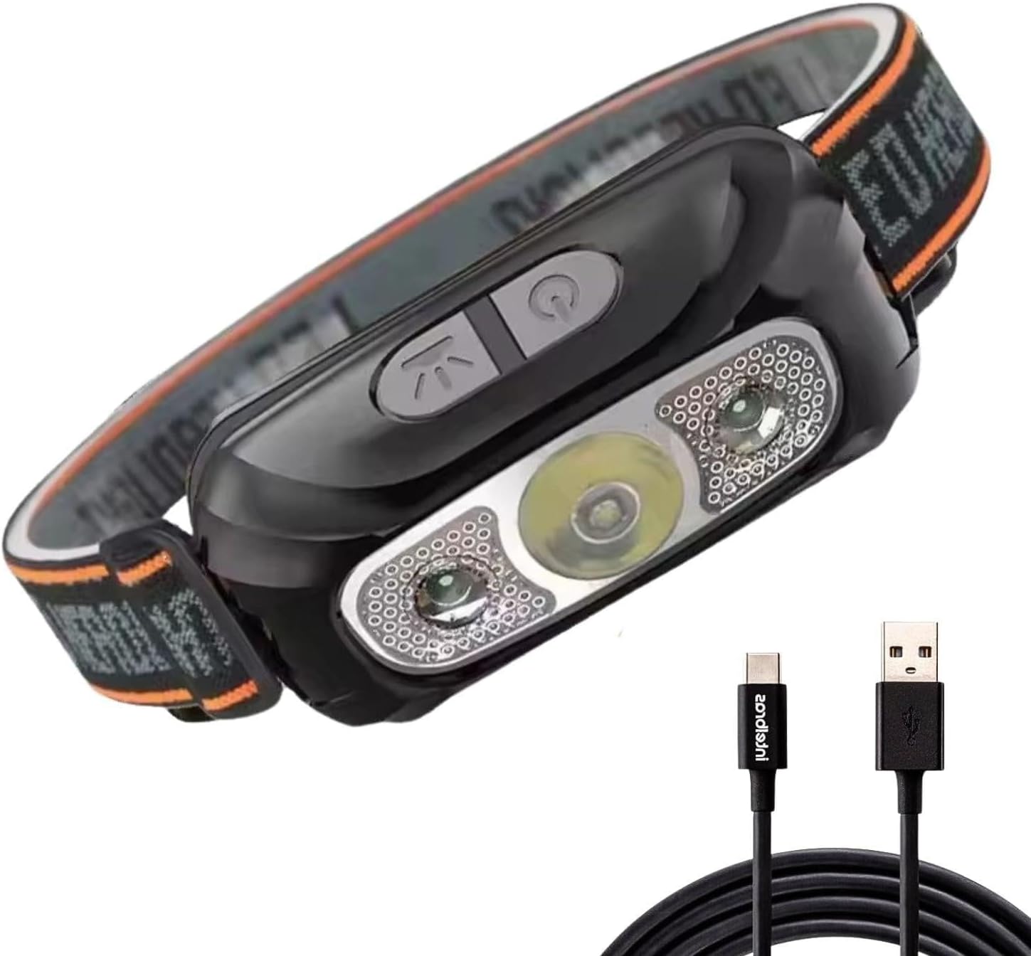 Lanterna de Cabeça LED - Recarregável USB, Resistente à água, Sensor de Movimento Mãos Livres e Controle de Intensidade, Potente e Leve. Ideal para Corrida, Camping, Mecânica e Trilha