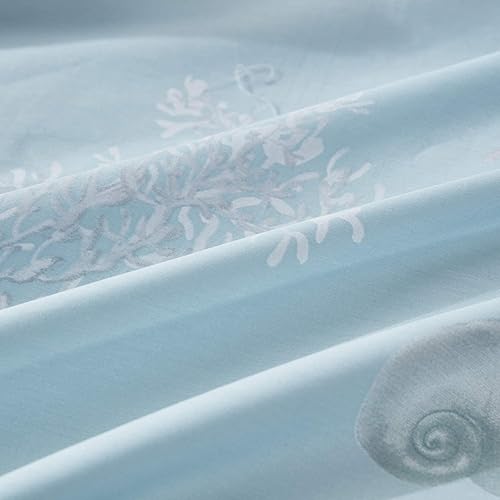 Miniatura 8 de Brandream Juego de ropa de cama de playa costera, tamaño Queen, 100% algodón, juego de funda de edredón de coral tropical, conchas marinas, juego de