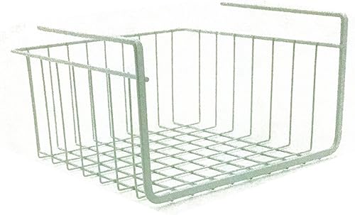 Miniatura 9 de Cestas de almacenamiento de alambre para debajo del estante, organizador colgante para gabinete, despensa o armario, cesta de metal blanco para