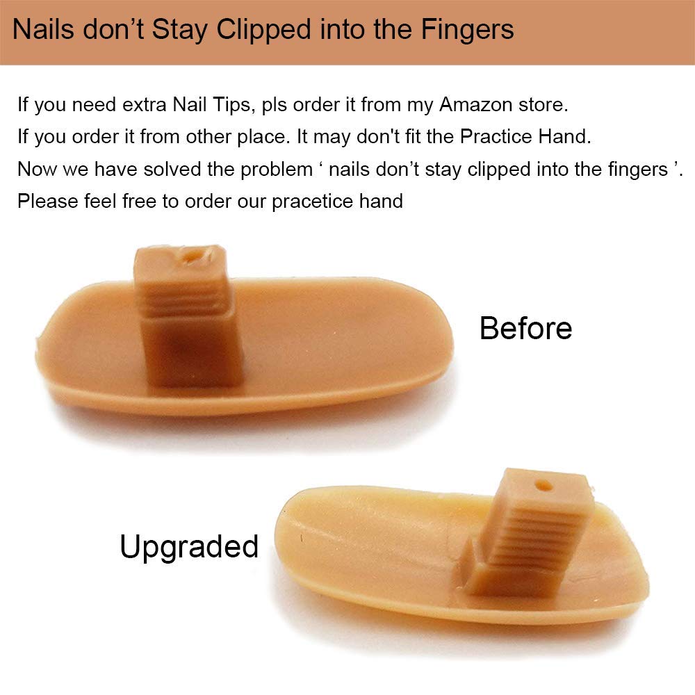 Hiistar Brown: Nail Trainning Practice Hand, Nail Display Manicure Supply Flexible Movable False Fake Hands For Nail Manicure-Best Manicure Diy Print Practice Tool (Brown) 1