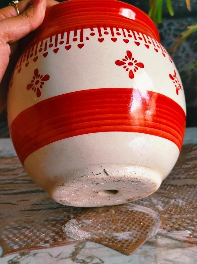 Image of Niyara Ceramic planters pots for Indoor Outdoor Home, Garden Office Decor Balcony Planters Gamla Flower Size Small 6 inches (Red jhalar)