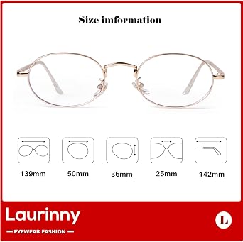 Oval Blue Light Blocking Glasses Women Men Clear Lens Metal Frame