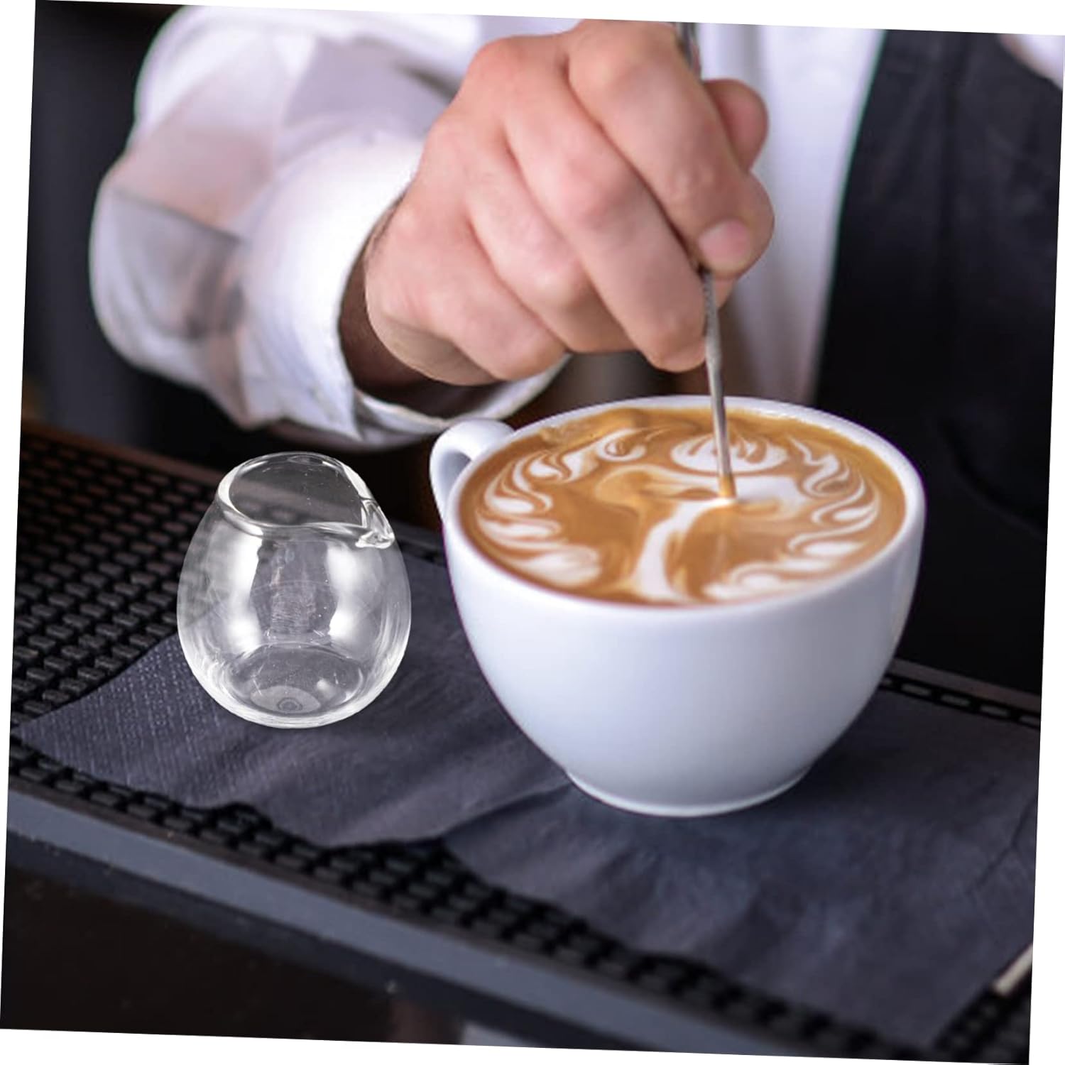 10pcs Mini Japanese Milk Pitcher Smooth Spout Glass Easy to Clean for Bar Home