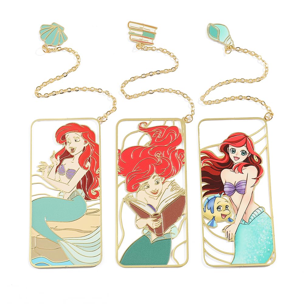 KF Ornament Cute Little Mermaid Anime Metal Book Mark -Metal Bookmarks Anime Fans Collection Accessories Reading Marker Gift for Book Lovers Women