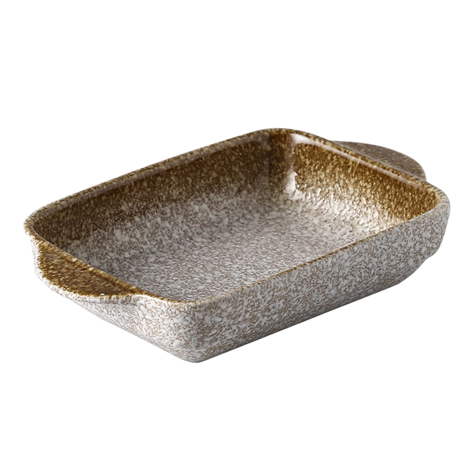 Plat à Four Cukeware - Rémaseur en grès rectangulaire, Plat de Cuisson avec Doubles poignées, poêle à la Lasagne, Plateau de torréfaction Profonde, pour la Cuisson et la Cuisson, 1 pièce Plats à Four