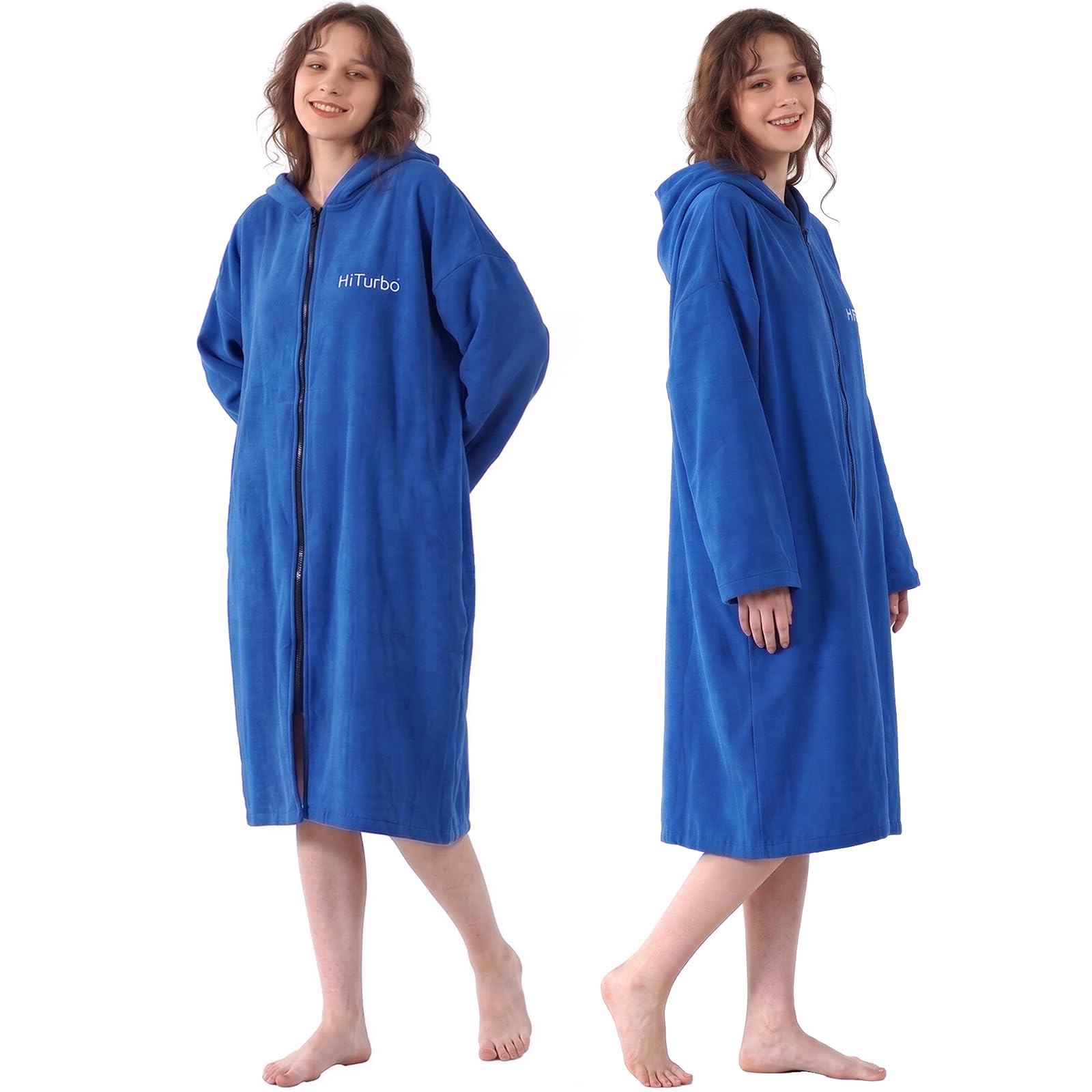 Hiturbo Microfiber Towel Surf Poncho: Absorbent Zippered Changing Robe