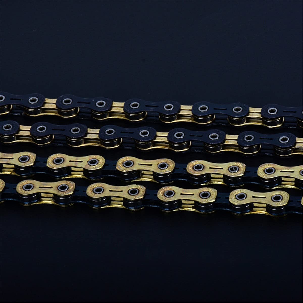 Cadena de bicicleta Cadena de bicicleta de montaña hueca de 11 velocidades 116 eslabones Cadena de cambio de bicicleta de acero de alta resistencia MTB Bicicleta BMX (Color : Black yellow, Size : 11