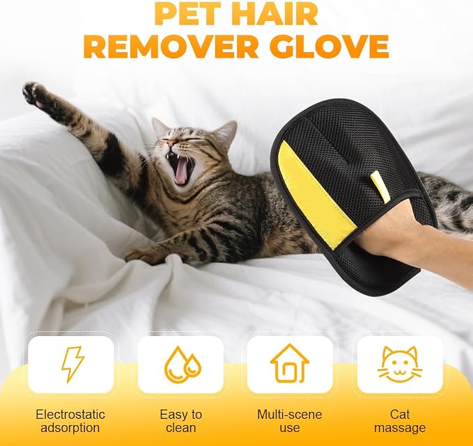 Guante electrostático para remover pelo de mascota 2pcs miniatura 2