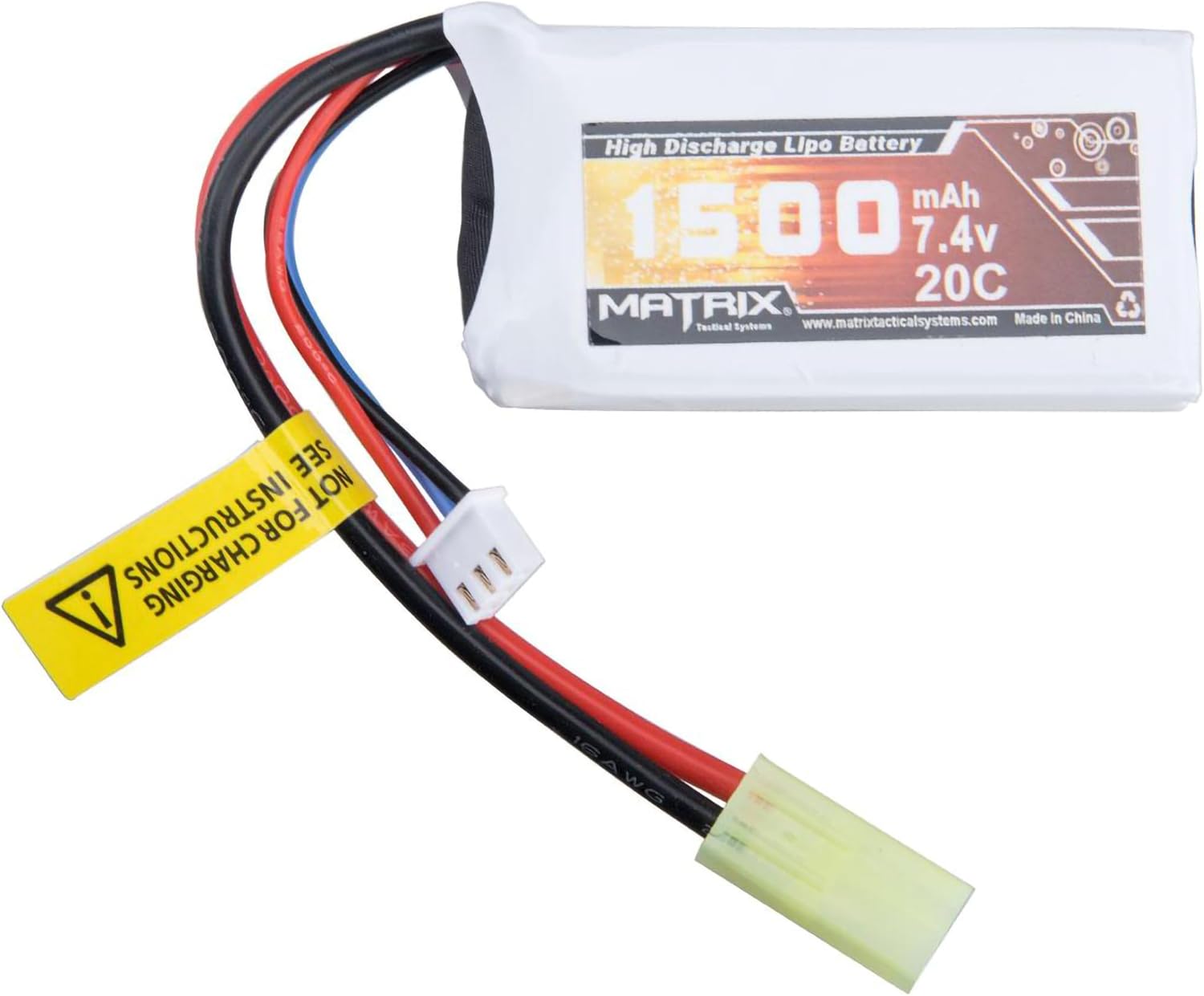 Evike Airsoft - Matrix High Performance 7.4V PEQ Type Airsoft LiPo Battery (Configuration: 1500mAh / 20C / Small Tam)